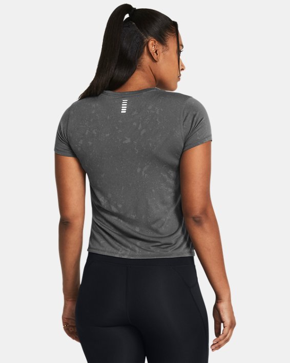 Haut à manches courtes UA Launch Splatter pour femme, Gray, pdpMainDesktop image number 1